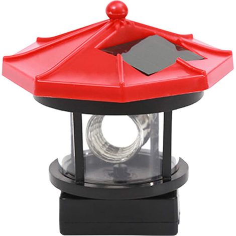 Lampe solaire tournante LED pour jardin extérieur, décoration lumineuse phare rotatif solaire pour cour et terrasse (1/5)