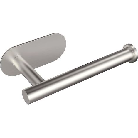 Support de papier toilette adhésif Nickel brossé support de papier toilette en acier inoxydable pour salle de bain WC mural 1pc (court - plaque sans clous argent brossé) (1/5)