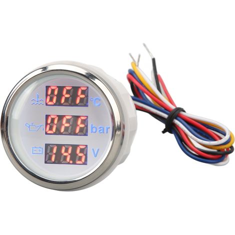 Jauge de température d'eau Manomètre d'huile Voltmètre 52mm Compteur numérique 3-en-1 pour Bateau, Yacht, Pêche, Navire DC 9-32V (1/5)
