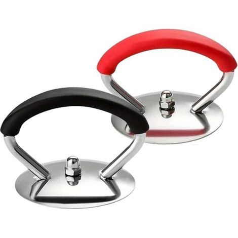 Ensemble de poignées pour couvercles de casseroles en acier inoxydable - poignée en silicone résistante à la chaleur - 2 pièces (rouge + noir) (1/5)