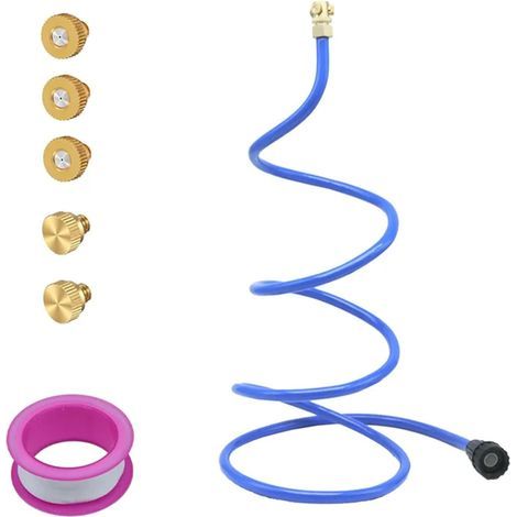 Système de brumisation d'extérieur de 76 Pouces, brumisateur terrasse Portable réglable avec Conception Anti-Obstruction, Ajustement Tuyau 3/4 Pouces, Bleu, Refroidissement Jardin po