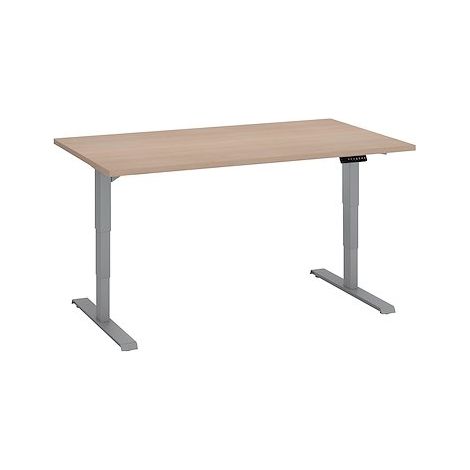 Bureau réglable en hauteur électrique chêne clair Premium 140 x 80 cm - Arch - aluminium - Maxiburo