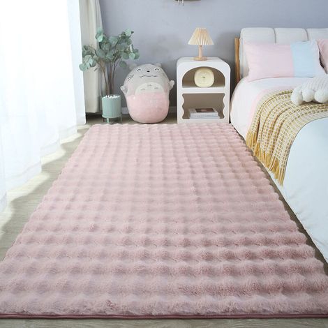Tapis Peluche Rose 120x160cm 3D Bubble Ultra Doux Salon Chambre Bébé Hypoallergénique Lavable Machine (1/4)