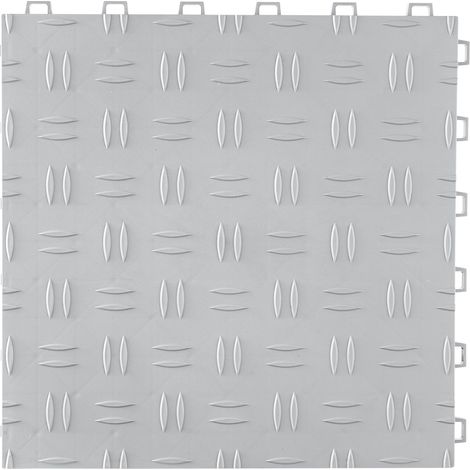 Pavés de Garage Emboîtables, 12 x 12 x 0,53 pouce, Lot de 25, Revêtement de Sol Antidérapant Double Face, pour Garages, Sous-sols, Ateliers, Argent (1/5)
