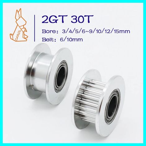 Poulie de renvoi 2GT à 30 dents (alésage de 10 mm) avec roulement, largeur de courroie de distribution, compatible avec les imprimantes 3D synchrones. (1/4)