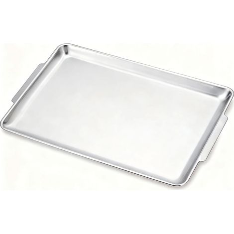 2 Plateau Rectangulaire, Acier Inoxydable, 40x28cm, Argent, Table (1/5)