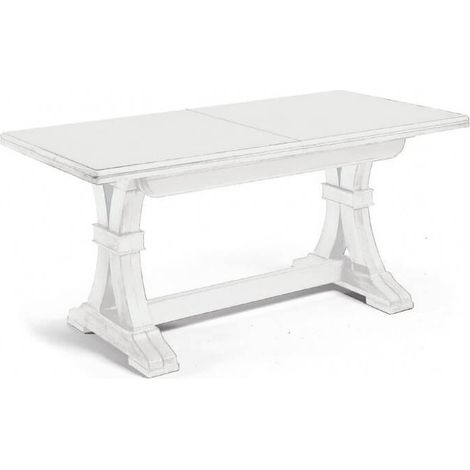 Tavolo Sala da Pranzo Classico in Legno Bianco Gambe a Y Dimensione Tavoli: 180 x 85 + 4 allunghe 45 cm