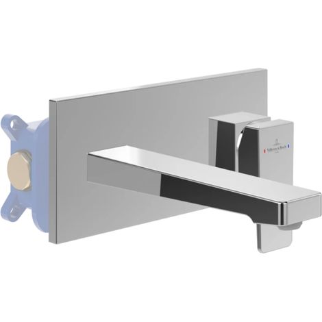 VILLEROY ET BOCH Architectura Square Mezclador de lavabo de pared con desagüe Push Open Cromo + cuerpo empotrado (1/5)