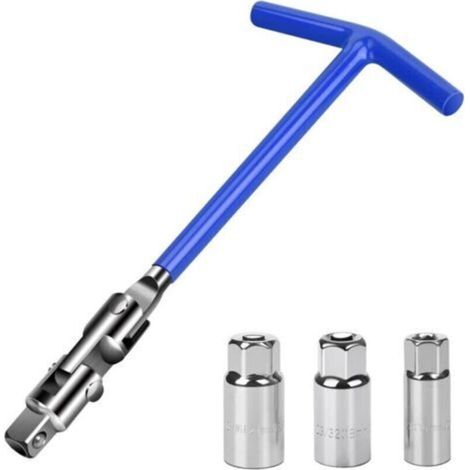Clé à bougie pivotante, douille pour bougie de 16 mm, 18 mm et 21 mm, bleue (1/4)