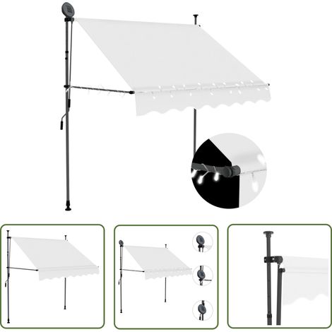 The Living Store Einziehbare Markise Handbetrieben mit LED 200 cm Creme - Markise - Sonnenschutz - Gartendeckoration - Outdoor Möbel - Terrasse (1/5)