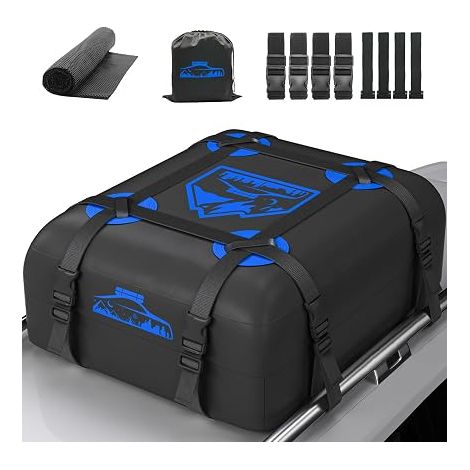 Sac de Toit 425-566 L, imperméable, Pas Besoin de Porte-Bagages, Coffre de Toit de Voiture avec Tapis antidérapant et 6 Sangles (Bleu-425 L) (1/5)