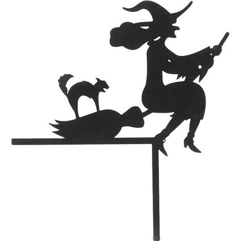 Décoration d'angle de porte - EINNENFFER - Halloween - Chat sorcière - Métal - Design unique (1/5)