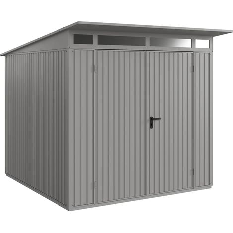 Hörmann Metall-Gerätehaus Berry Classic mit Pultdach Typ 2, 248 x 283 cm, graualuminium, 7 m², 2-flüglige Tür (1/5)