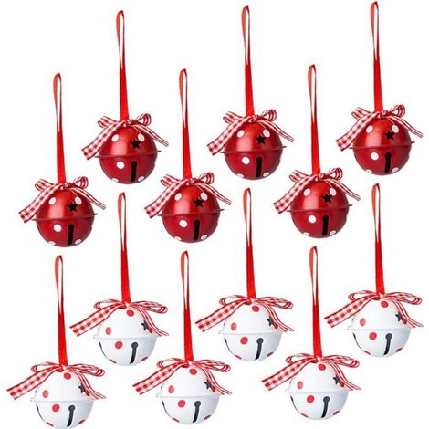 Pendentifs Cloche de Noël 12 Pièces en Fer, Décoration à Suspendre Sapin, Restaurants, Bureaux et Vitrines,Accessoires Décoratifs (1/4)