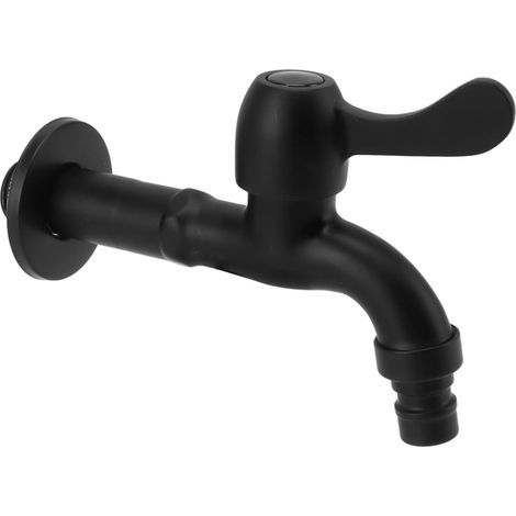 Wasserhahn aus Edelstahl 304, Kaliber G1/2, Wandmontage, lange Ausführung, Einzel-Kaltwasserhahn, Schwarz, Einzel-Kaltwasserhahn (für Waschmaschine) (1/5)