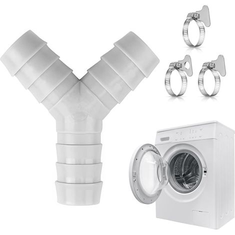Raccord Y Machine A Laver Double Evacuation Machine A Laver, Y Evacuation Eau, Raccord En Y 2 Voies Pour Lave-Linge Lave-Vaisselle, Adaptateur De Vidange Avec 3 Colliers De Serrage, Lot De 1 (1/5)