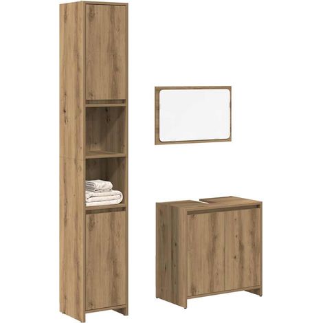 3-tlg. Badmöbel-Set Artisan-Eiche Holzwerkstoff