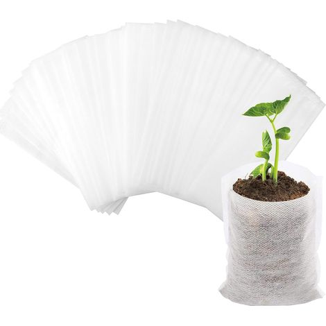 Plant Bags 8 x 20 cm, Pack of 200, Non-woven Fabric, Tear-Resistant and Breathable, Root Penetration for Easy Transplanting Ideal for Garden, Greenhouse, Balcony, Perfect for Plants (1/5)