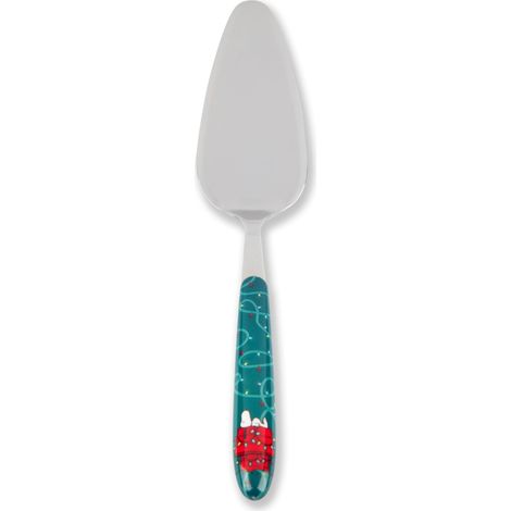 Pelle à gâteau en Acier Inoxydable avec poignée décorée, Vert et Rouge, 25 x 5 cm, Passe au Lave-Vaisselle, fabriquée en Italie (1/2)