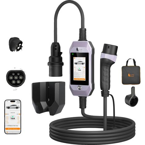 Chargeur EV, Contrôle WIFI Intelligent, Puissance de Sortie de 11kW, Violet Mystique (1/2)