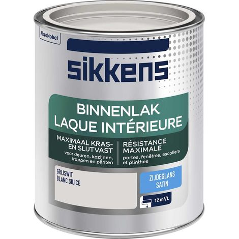 Sikkens - Peinture Laque Intérieure Bois et Fer - Résistance maximale aux taches et rayures - Satin Blanc Silice 0,75 L