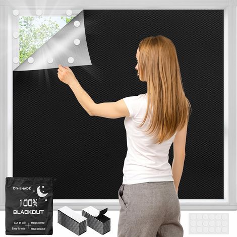Store occultant sans perçage, 400x146 cm, protection solaire pour fenêtre de toit, rideau occultant portable en tissu Oxford 420D, tissu occultant détachable, protection solaire, film pour fenêtre (1/5)
