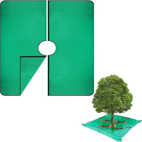 1 Bâche D'élagage 200x200cm, Imperméable PE, Trou Central 30cm,, Boucles, Jardin Arbustes (1/5)