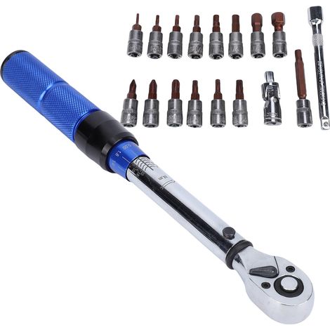 Clé dynamométrique à cliquet 1/4 pouce 2-24 N.m 72 dents réversible avec embouts pour entretien vélo moto (1/5)