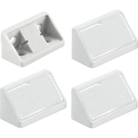 Juego de 4 escuadras de unión dobles de plástico blanco – Conector universal para el montaje de muebles – Dimensiones: 44 mm (1/2)