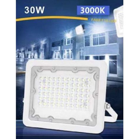 Trade Shop - Faro Led 30w Faretto Ultra Slim Bianco Eserno Luce Fredda Naturale Calda Fs30w-b -
