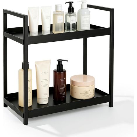 Étagère de salle de bain à 2 niveaux - 30 x 17 x 30 cm - Organiseur de salle de bain à 2 niveaux - Étagère de cuisine pour plan de travail pour cosmétiques, salle de bain, cuisine, chambre à (1/5)