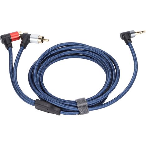 Câble audio 3.5mm vers RCA double en nylon tressé pour ampli enceintes home cinéma