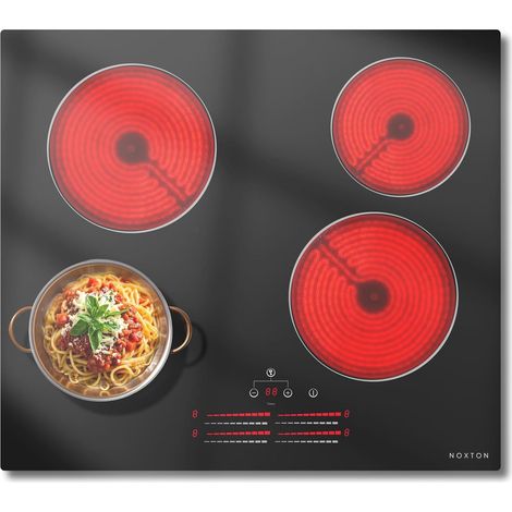 NOXTON - Plaque de cuisson en céramique, 4 plaques, avec curseur de bande lumineuse, plaque de cuisson vitrocéramique, 60 cm, encastrable avec commande tactile, sécurité enfant, convient pour toutes l (1/5)