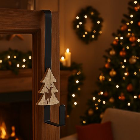 Gancio natalizio in metallo con decorazione albero di natale h 38 cm (1/4)