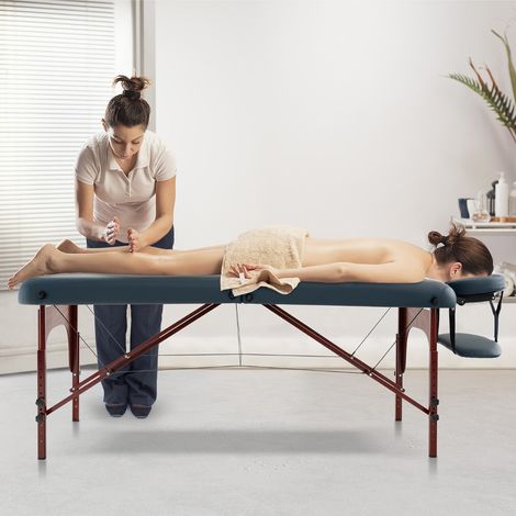 Table de Massage à 2 Plis Lit de Spa Portable Table de Spa Pliable avec Étui de Transport Bleu Marine Maison Chic (1/4)