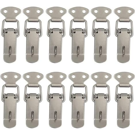 12 Pièces Attache Capot Fermeture à Levier Moraillon de Porte,Oquet à Ressort Bascule Acier pour Ressort Boucle de Verrouillage Coffre à Outils,Armoire Verrous (1/5)