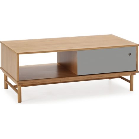 Mesa de Centro Magnus 1 Puerta corredera y 1 Hueco, Madera Maciza, 110 cm (Ancho) 55 cm (Profundo) 42 cm (Altura)