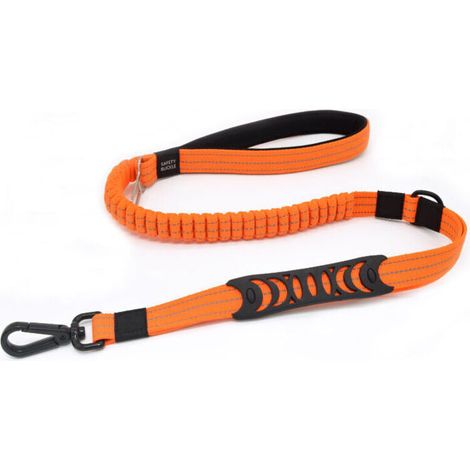 Robuste Hundeleine mit gepolstertem Griff, Anti-Zug-Seil, elastische Trainingsleine für mittelgroße und große Hunde mit starkem Zugverhalten (110 cm - 150 cm, Orange)