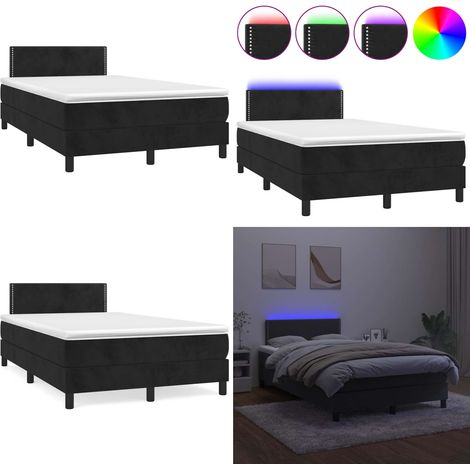 Sommier à lattes de lit et matelas LED noir 120x190 cm velours - Lit Plateforme - Lit Design - Lit Moderne - Lit Velours - Lit Avec Éclairage Led - Home & Living (1/5)
