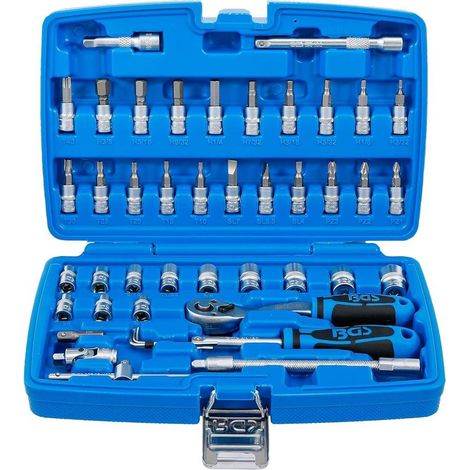 Coffret de Douilles 6,3 mm (1/4) - 46 pcs en Pouces - Acier Résistant et Pratique pour Mécanique - D-Work