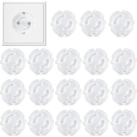 Packung mit 18 Steckdosenschutzkappen Typ E/F mit Drehmechanismus, Steckdosenabdeckung mit 3M-Klebeband zur schraubenlosen Montage (1/5)