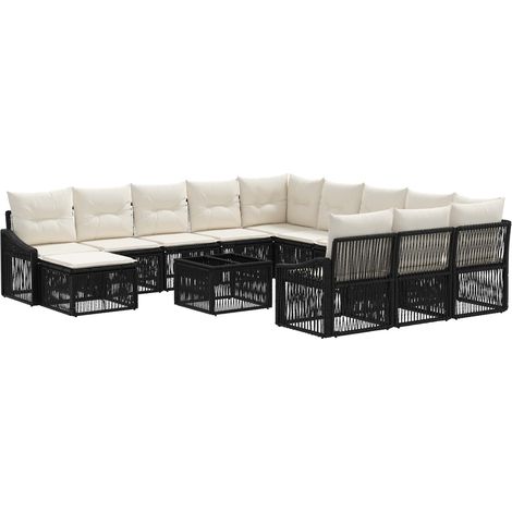 vidaXL Set Divano da Giardino 13 pcs Nero polyrattan
