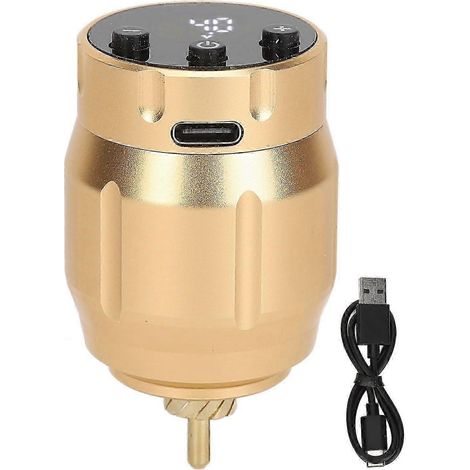 Alimentation sans fil pour stylo à tatouer avec batterie 1500 mAh, interface RCA, affichage numérique et câble de chargement USB Gold Intelligence.WHBYV (1/4)
