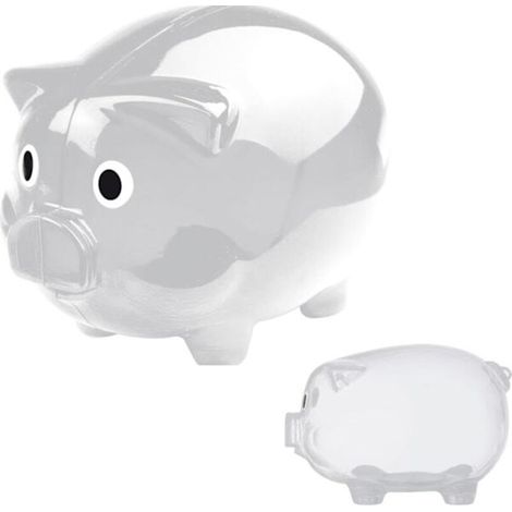 Grande tirelire en plastique transparent, idée cadeau, tirelire, boîte à monnaie, vendue à l'unité ou par lot de deux, 12,5 x 10 x (1/3)
