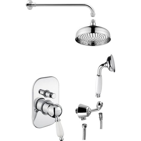 Sapho Kirké - Set de douche avec mitigeur encastré, avec corps d’encastrement, diamètre 20 cm, chrome/blanc KI42BC-01 (1/2)
