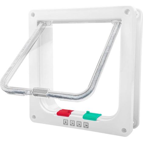 Gatera para gatos, gateras para perros de interior, puerta corredera de patio para gatos, puertas para gatos, blanco (1/5)