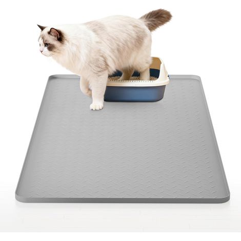 Tapis de litière en silicone XXL 130 × 65 cm – Imperméable, antidérapant et facile à nettoyer, tapis de litière extra large pour les foyers de plusieurs chats, tapis de litière pour carrelage, parquet (1/5)