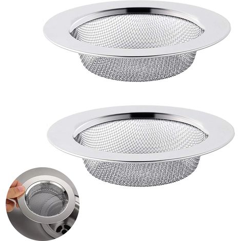 Lot de 2 tamis de vidange de douche, tamis à cheveux, passoire à cheveux, en acier inoxydable, pour cuisine, salle de bain, écoulement de douche (7,8 cm) (1/5)