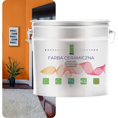 PINTURA CERÁMICA PARA PARED LAVABLE COLOR NARANJA MIEL 2L RESISTENTE A LAS MANCHAS (1/5)