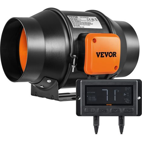 VEVOR Ventilateur deExtraction 150 mm Extracteur deAir Conduit 683 m³/h 38 W Regulateur Temperature Humidite Silencieux Moteur Electrique pour Refroidissement Tentes Croissance Cultures Hydroponiques